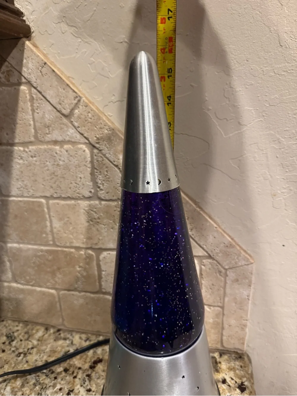 Vintage Original Lava Lite Wizard Glitter Lamp Purple Liquid Moon  Stars Works!